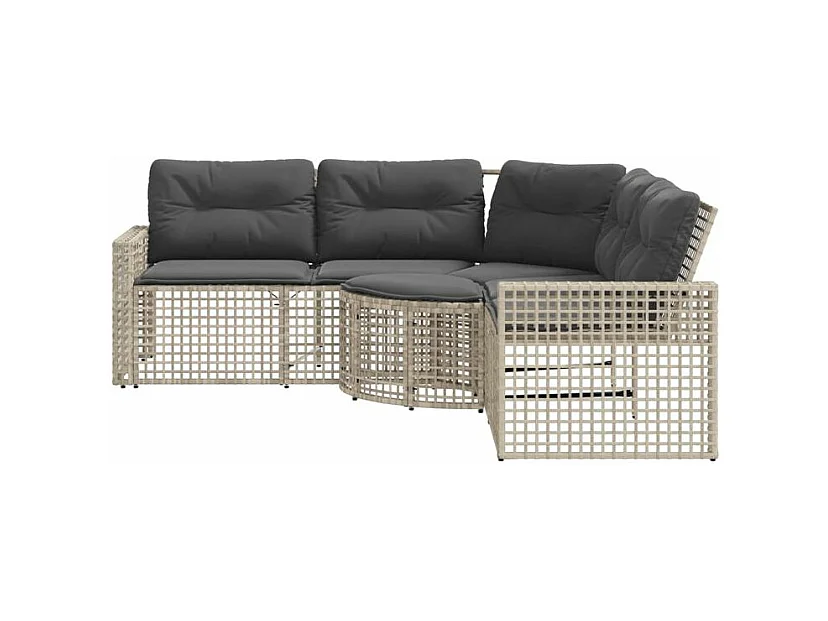 Canapé de jardin et coussins et repose-pied en forme de L rotin