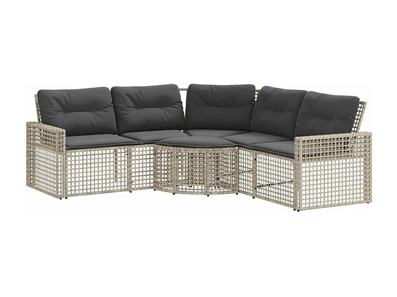 Canapé de jardin et coussins et repose-pied en forme de L rotin