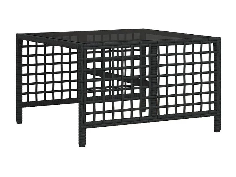 Salon de jardin d'angle 3 pcs avec coussins noir résine tressée