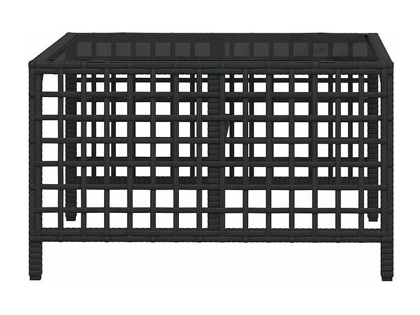 Salon de jardin d'angle 3 pcs avec coussins noir résine tressée