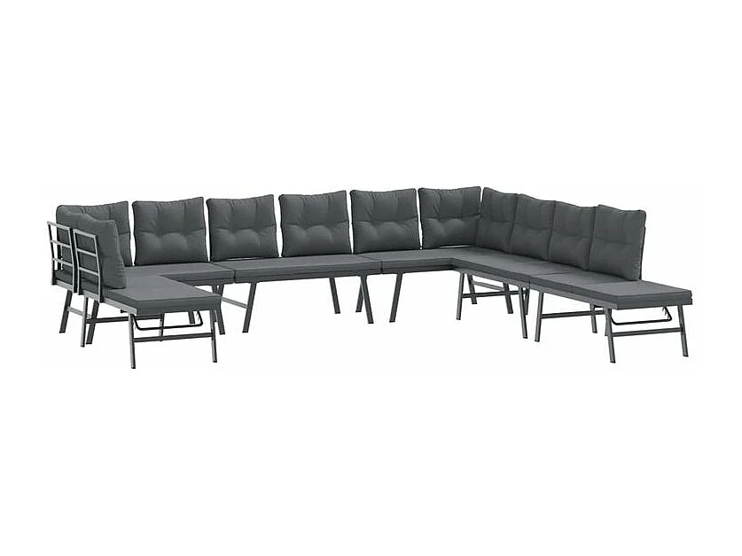 Ensemble de bancs de jardin avec coussins 7 pcs noir