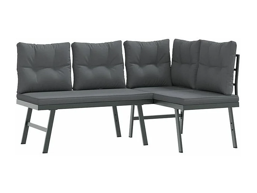 Ensemble de bancs de jardin avec coussins 7 pcs noir