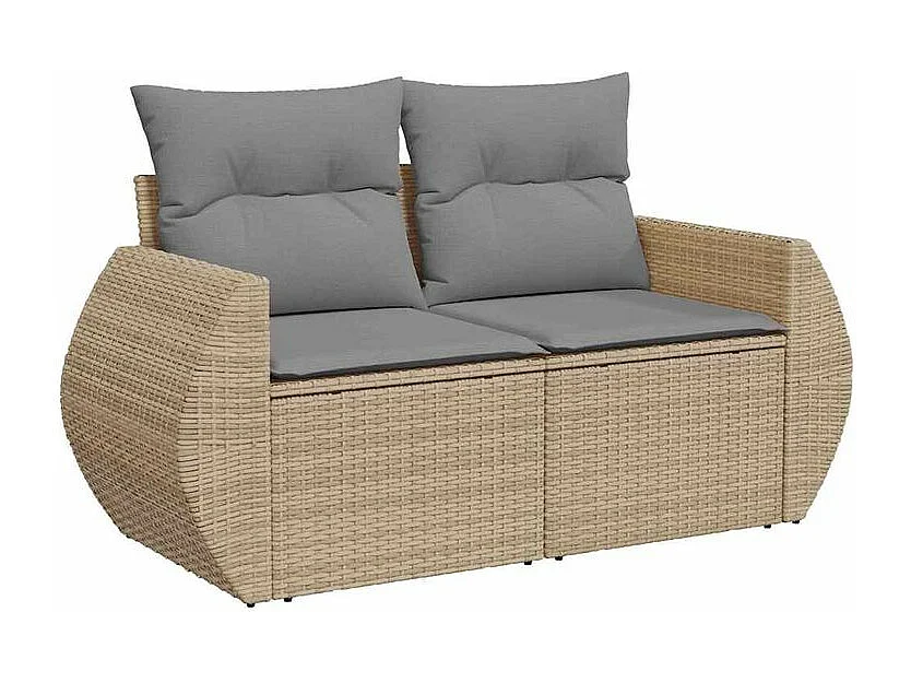 Salon de jardin avec coussins 5 pcs beige résine tressée