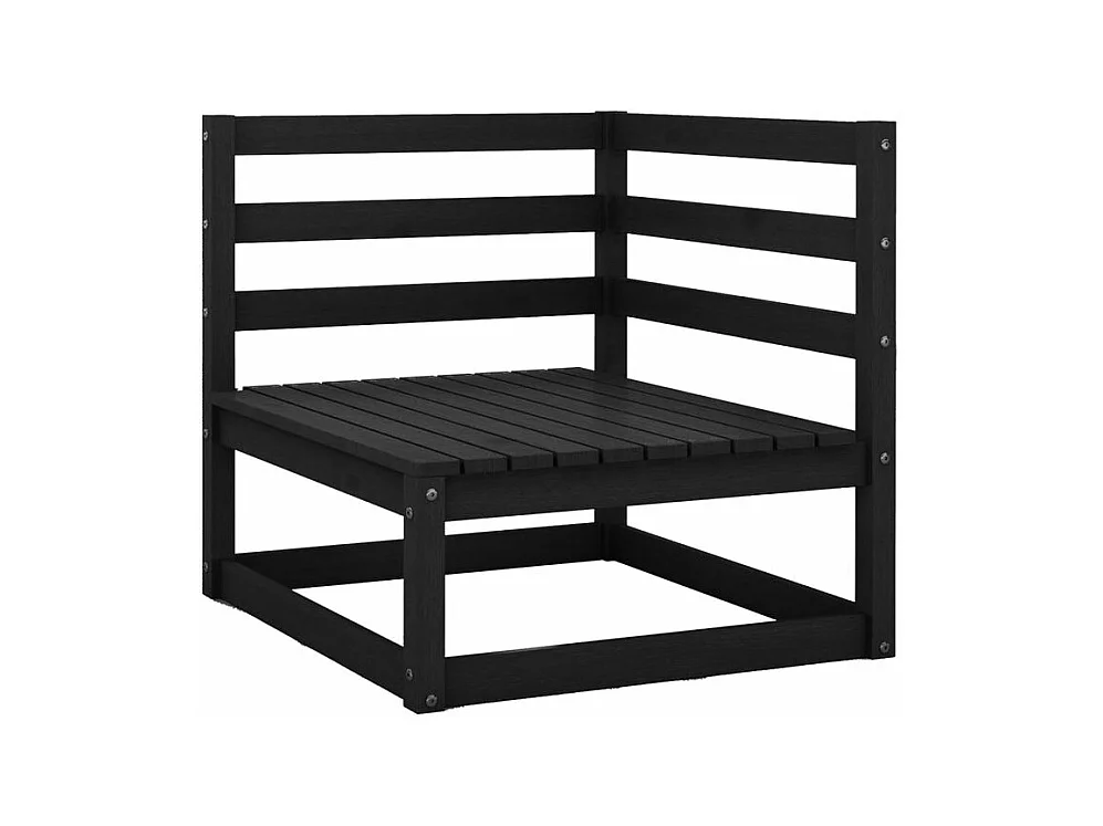 Salon de jardin 3 pcs noir bois de pin massif