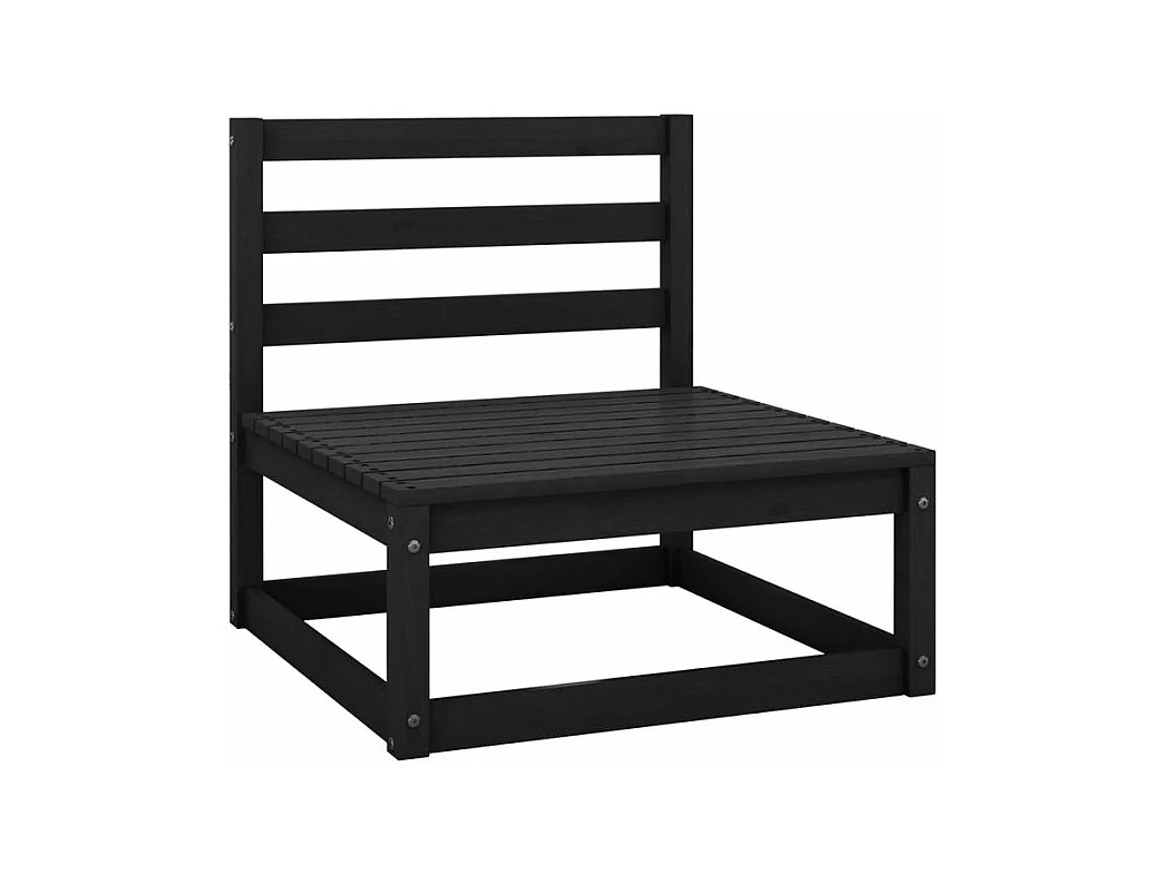 Salon de jardin 3 pcs noir bois de pin massif