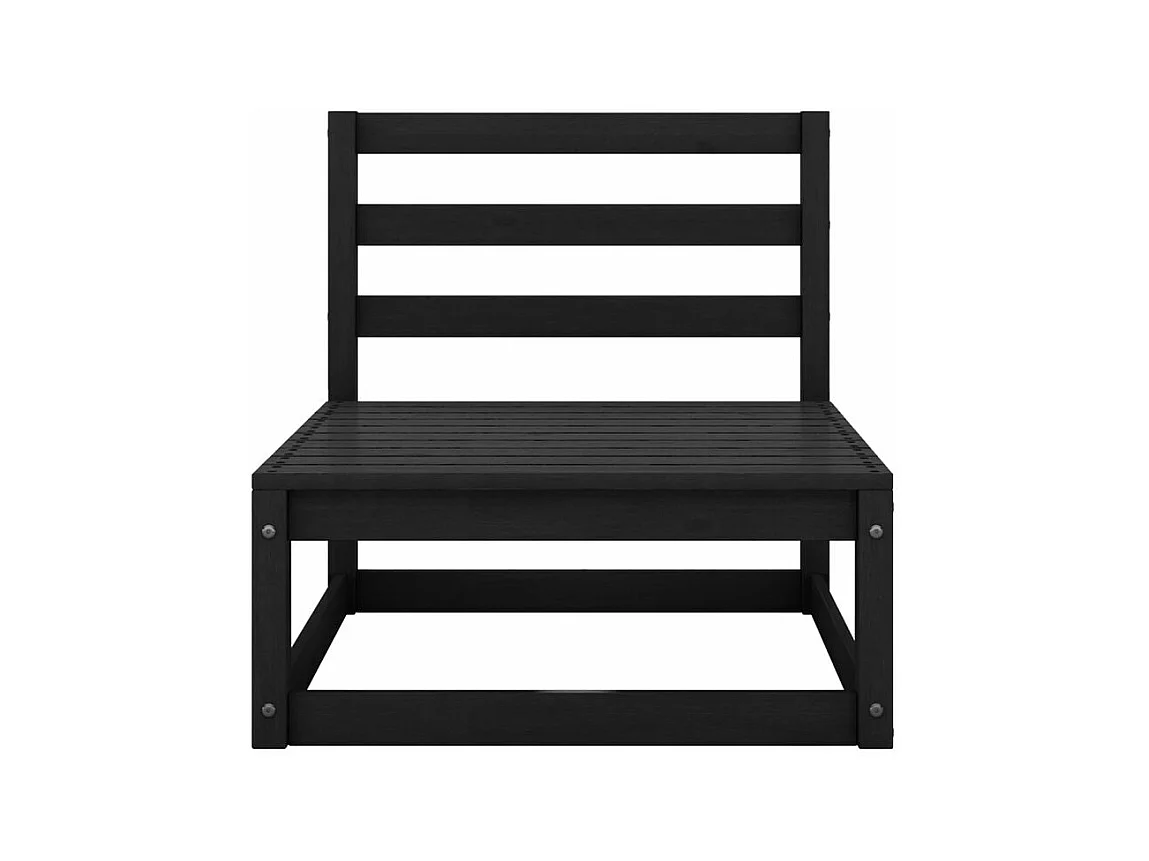 Salon de jardin 3 pcs noir bois de pin massif