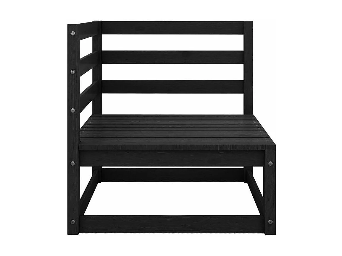 Salon de jardin 3 pcs noir bois de pin massif