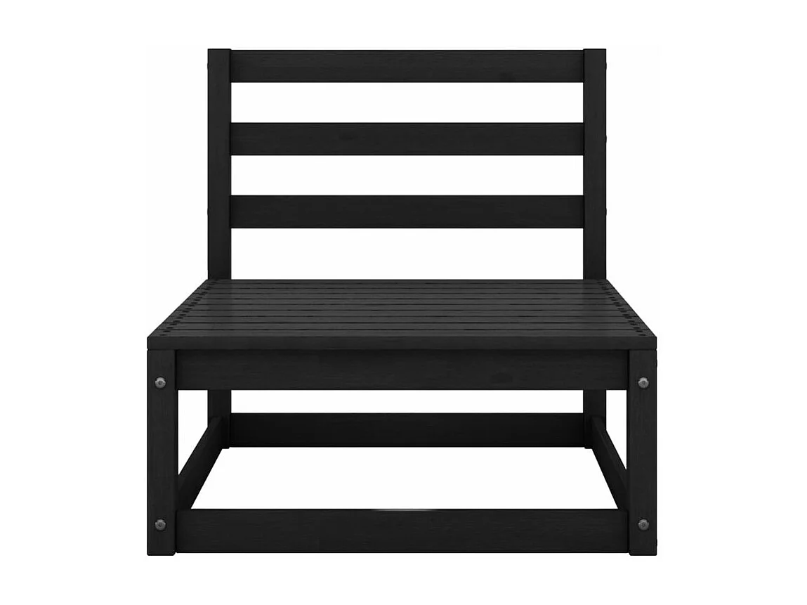 Salon de jardin 3 pcs noir bois de pin massif