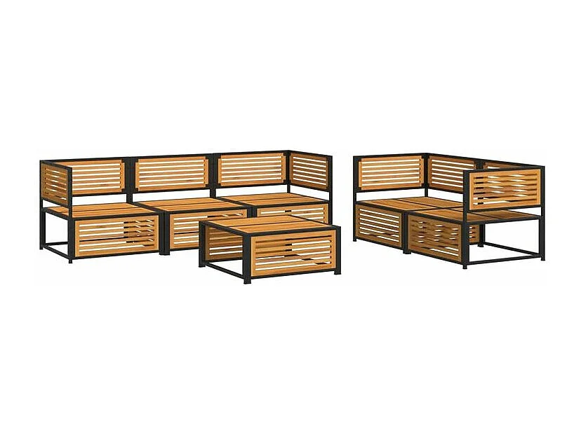 Salon de jardin avec coussins 6 pcs bois d'acacia solide