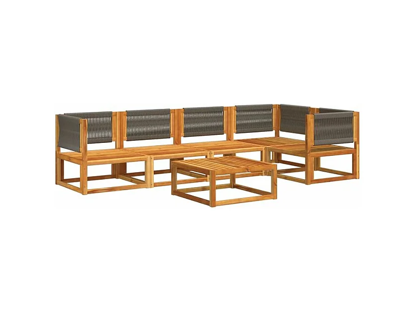Salon de jardin avec coussins 6 pcs bois d'acacia solide