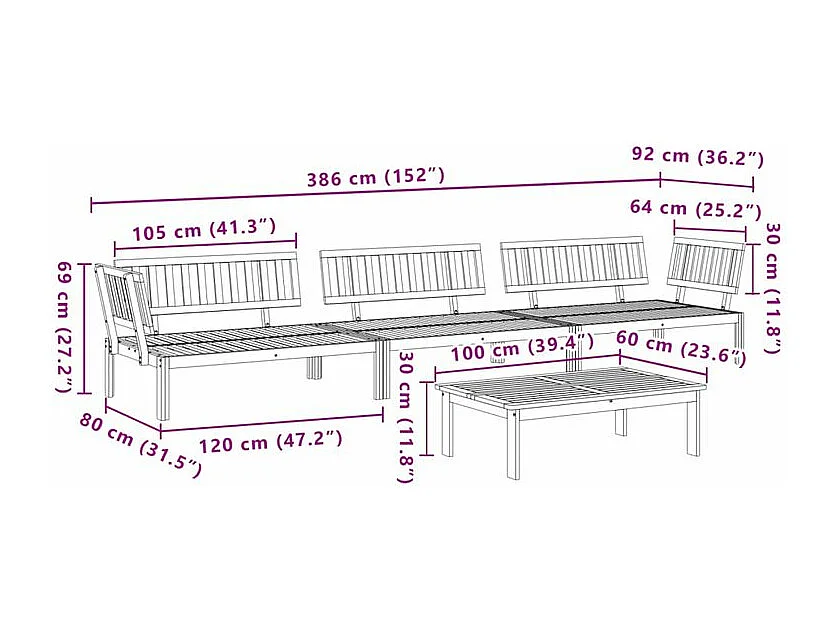 Salon palette de jardin 4 pcs bois d'acacia massif