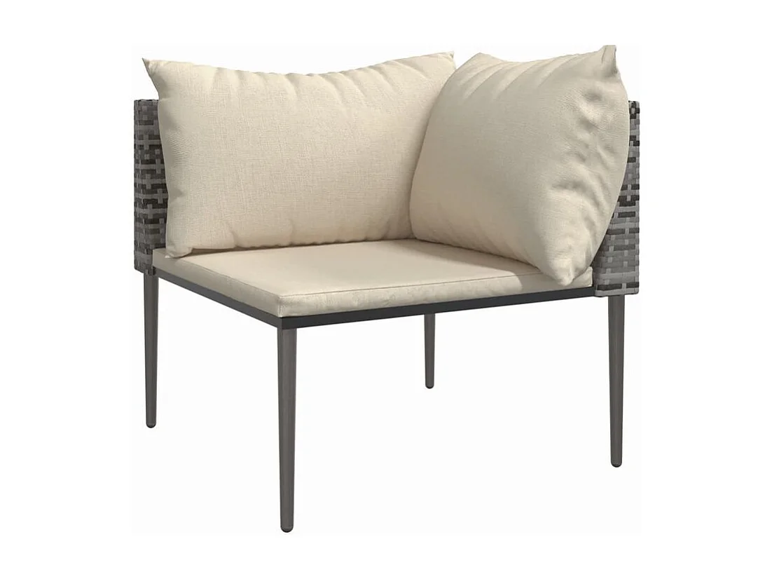 Salon de jardin 3 pcs avec coussins Gris Résine tressée