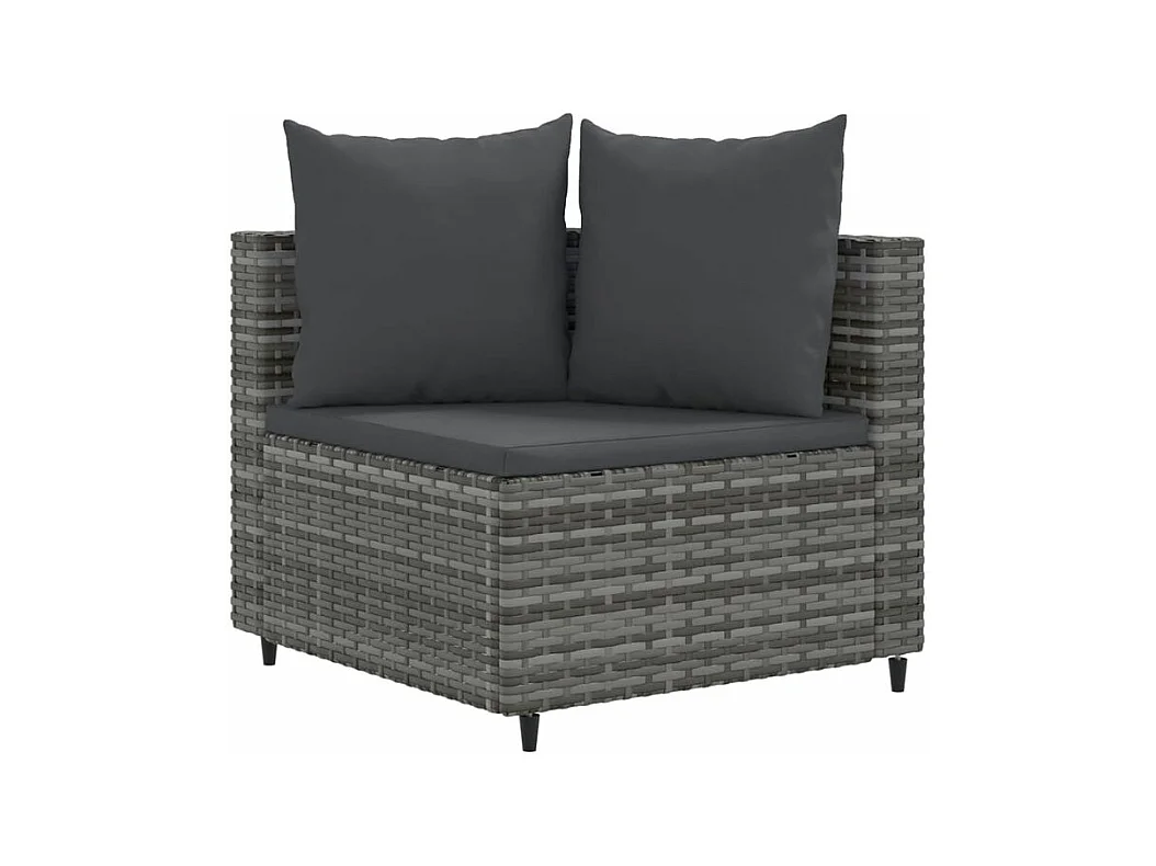 Salon de jardin 4 pcs avec coussins gris résine tressée
