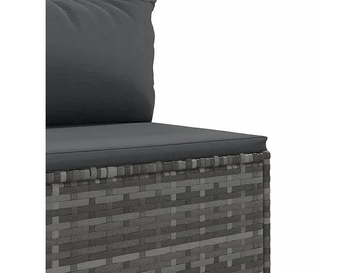 Salon de jardin 4 pcs avec coussins gris résine tressée