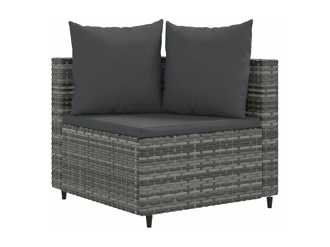 Salon de jardin 4 pcs avec coussins gris résine tressée
