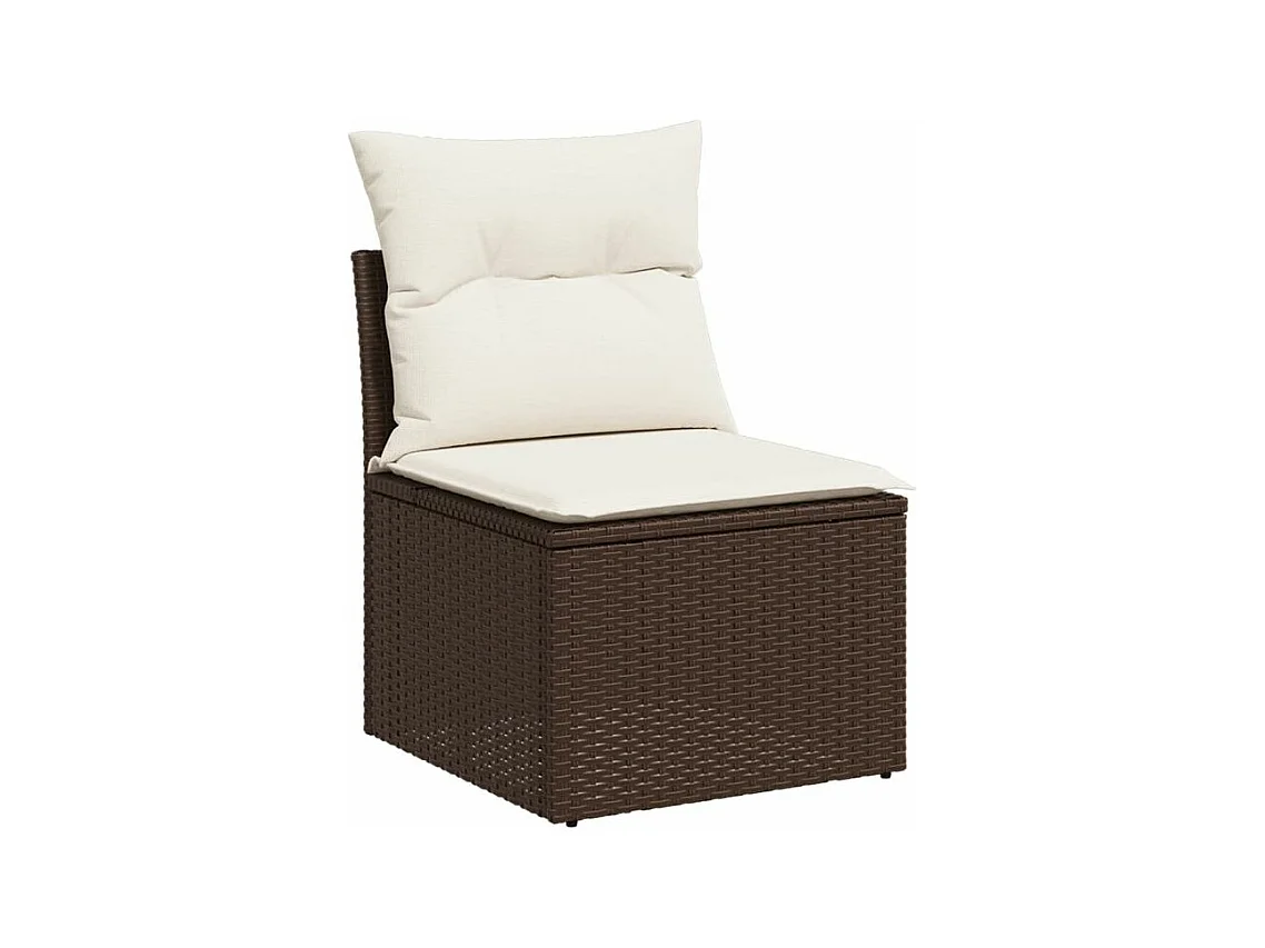 Salon de jardin avec coussins 7 pcs marron résine tressée