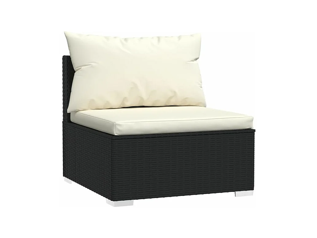 Salon de jardin 4 pcs avec coussins Résine tressée Noir