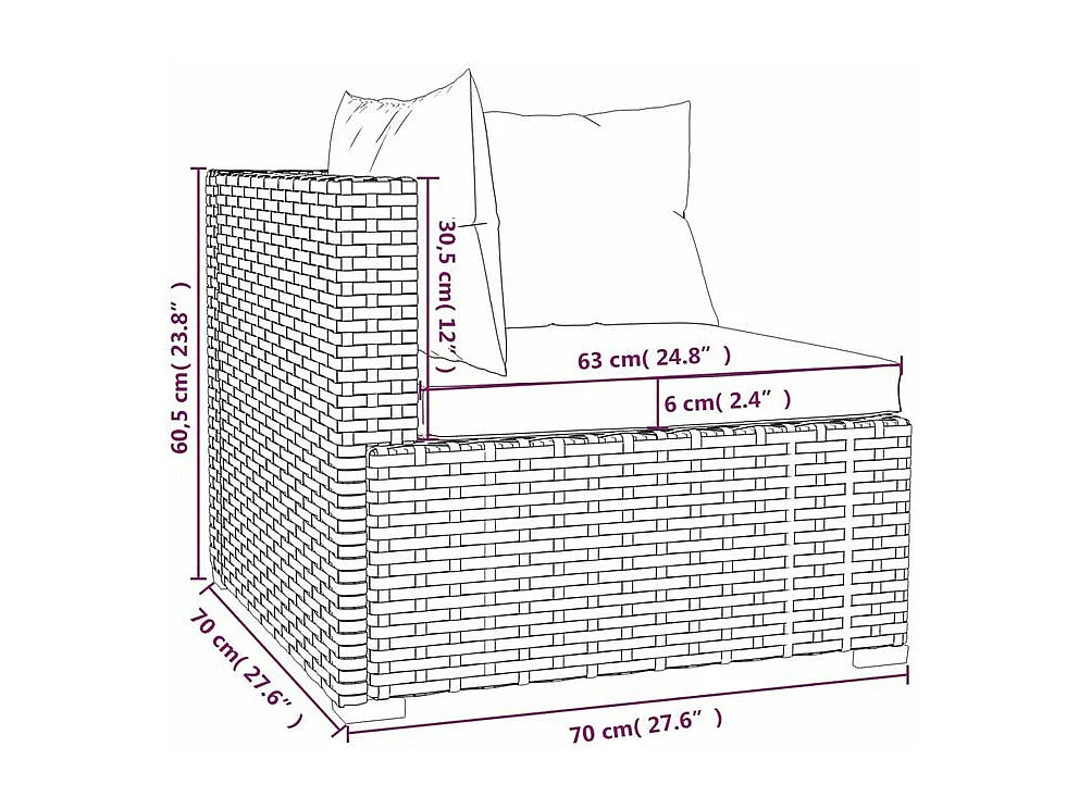 Salon de jardin 4 pcs avec coussins Résine tressée Noir