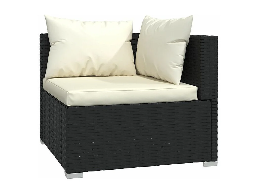 Salon de jardin 4 pcs avec coussins Résine tressée Noir