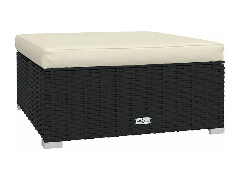 Salon de jardin 4 pcs avec coussins Résine tressée Noir