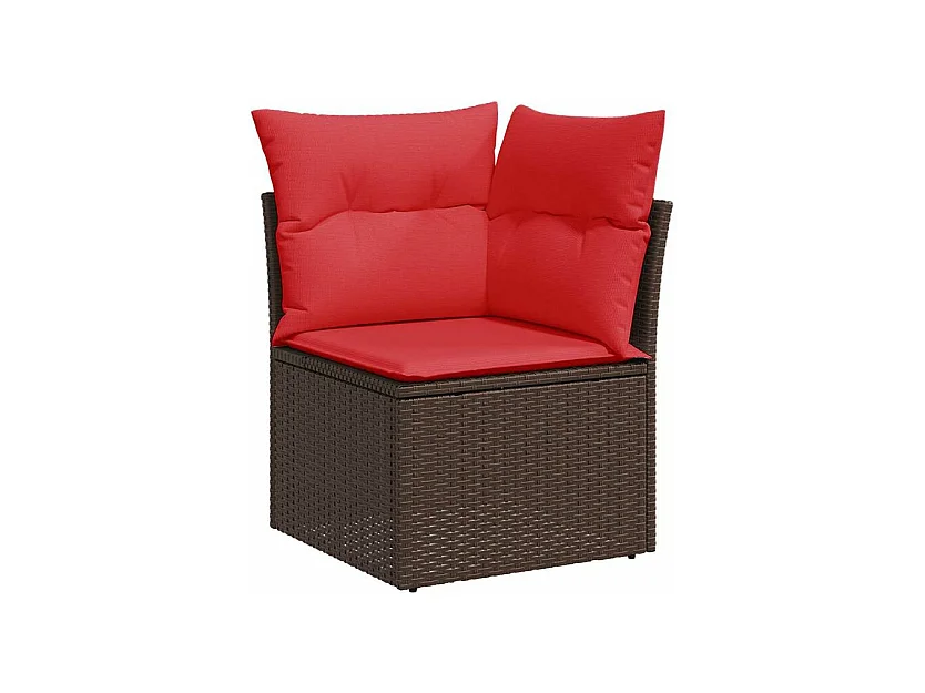 Salon de jardin avec coussins 5pcs marron résine tressée acacia