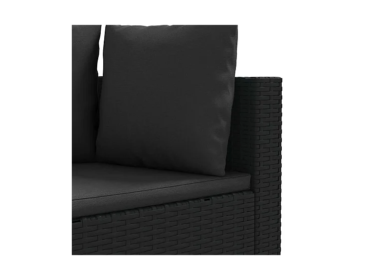 Salon de jardin 3 pcs avec coussins noir résine tressée