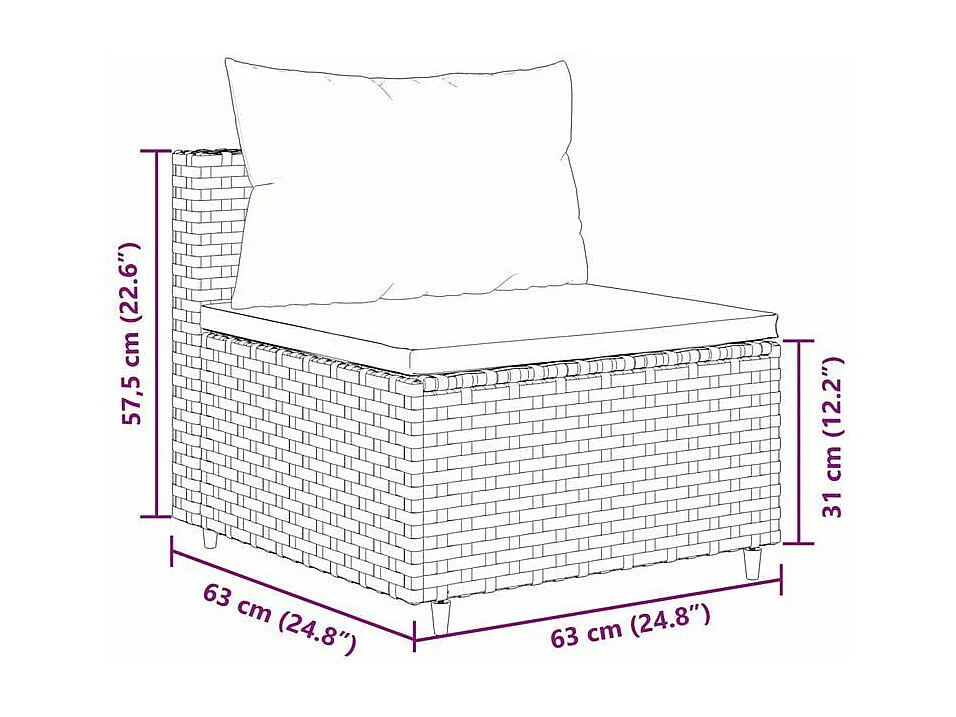 Salon de jardin 3 pcs avec coussins noir résine tressée