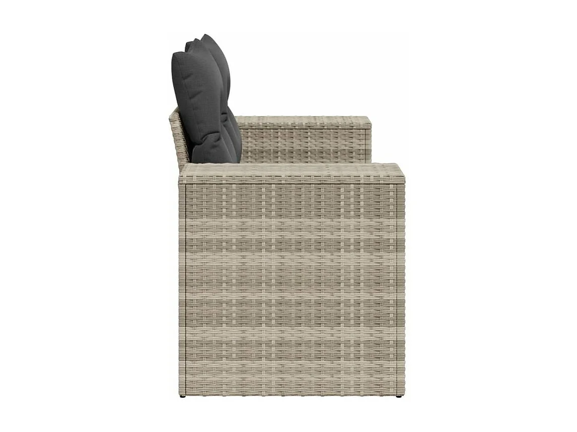 Canapé de jardin 2 places et coussins gris clair résine tressée