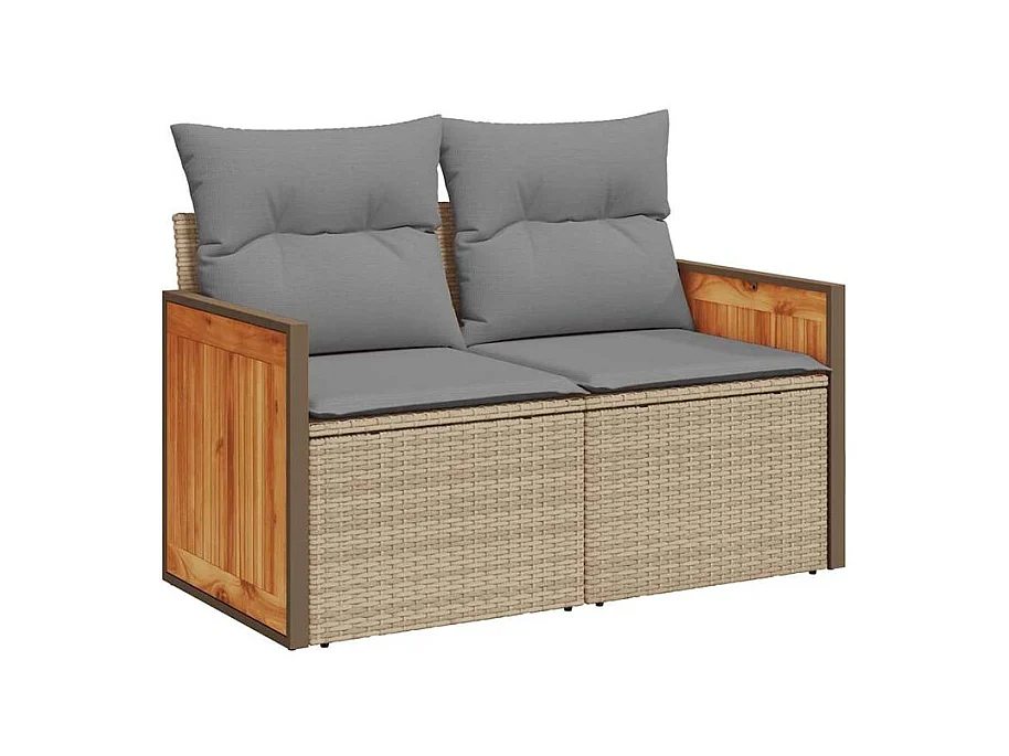 Salon de jardin avec coussins 6 pcs beige résine tressée