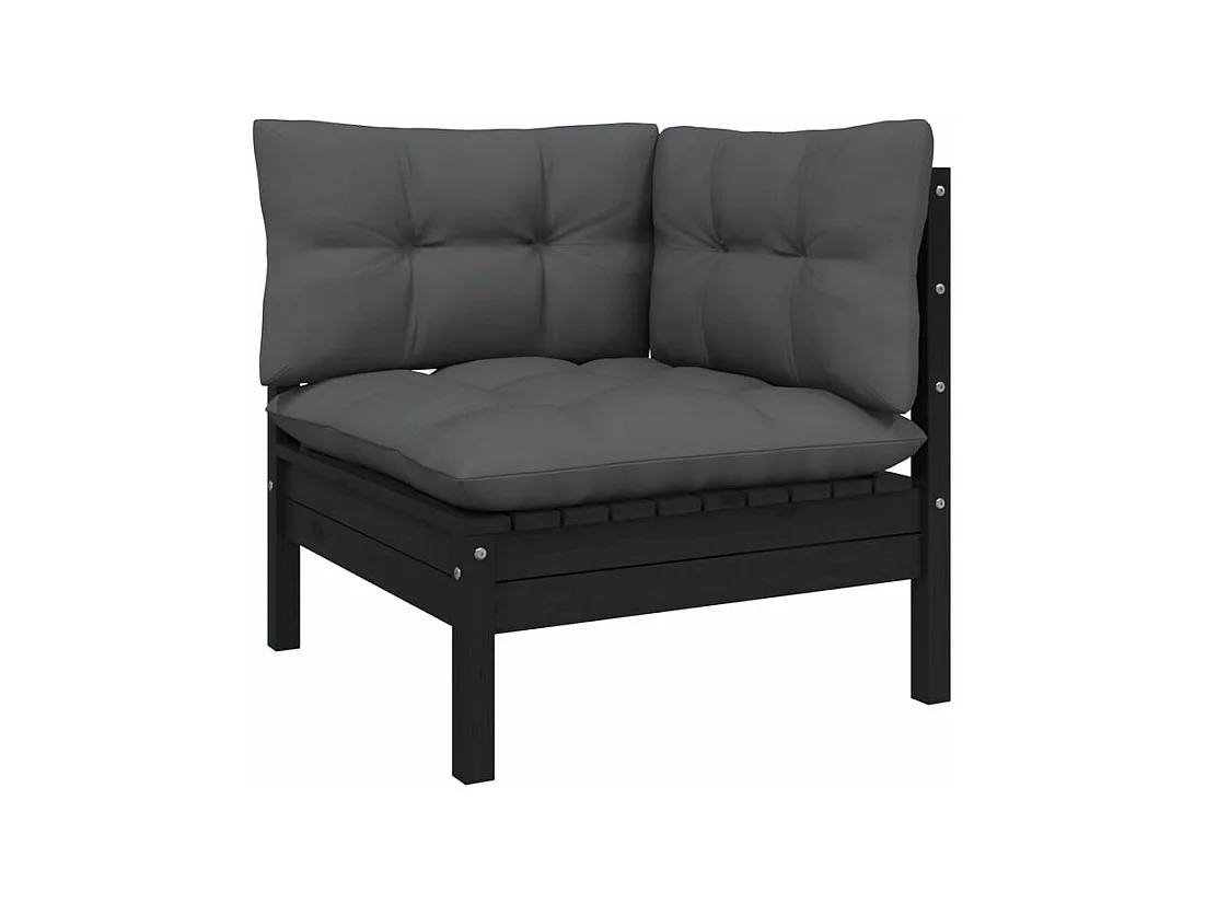 Salon de jardin 3 pcs avec coussins anthracite Bois de pin