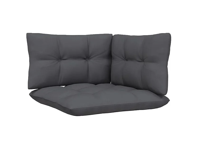 Salon de jardin 3 pcs avec coussins anthracite Bois de pin