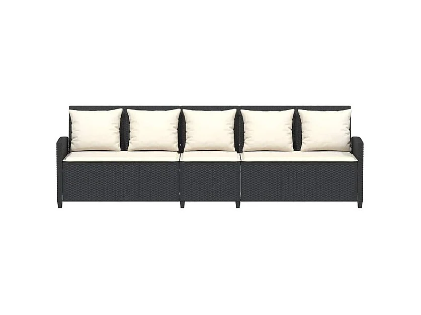 Canapé de jardin avec coussins 5 places noir résine tressée
