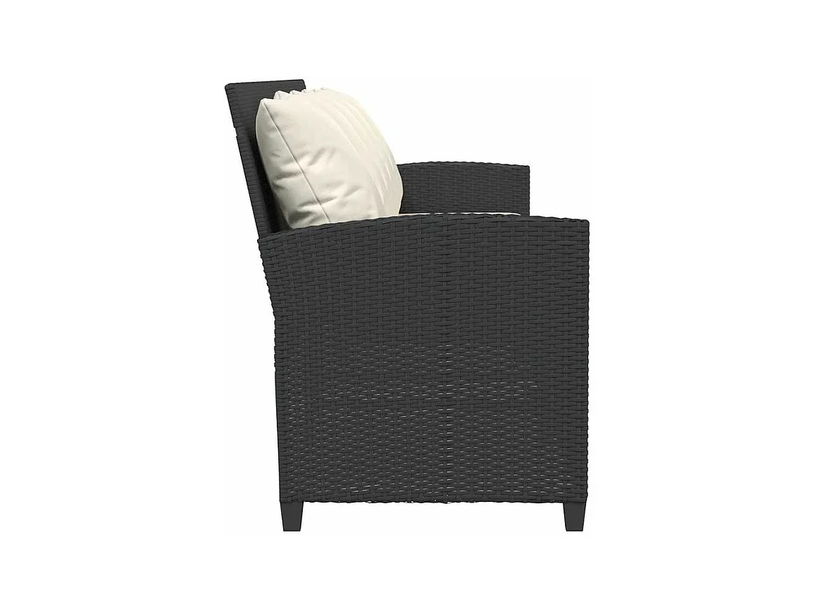 Canapé de jardin avec coussins 5 places noir résine tressée