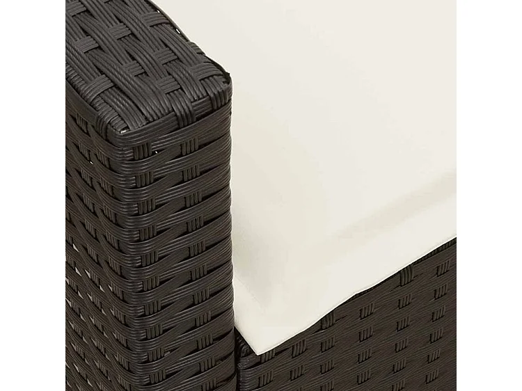 Canapé de jardin avec coussins 5 places noir résine tressée