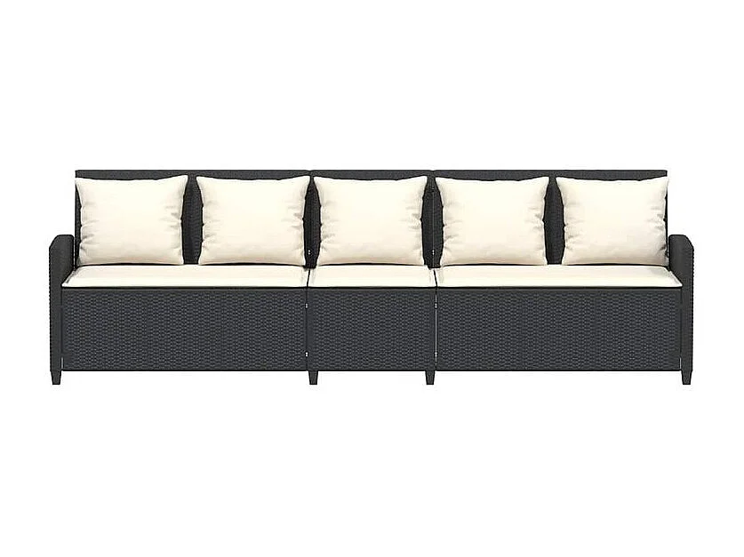 Canapé de jardin avec coussins 5 places noir résine tressée