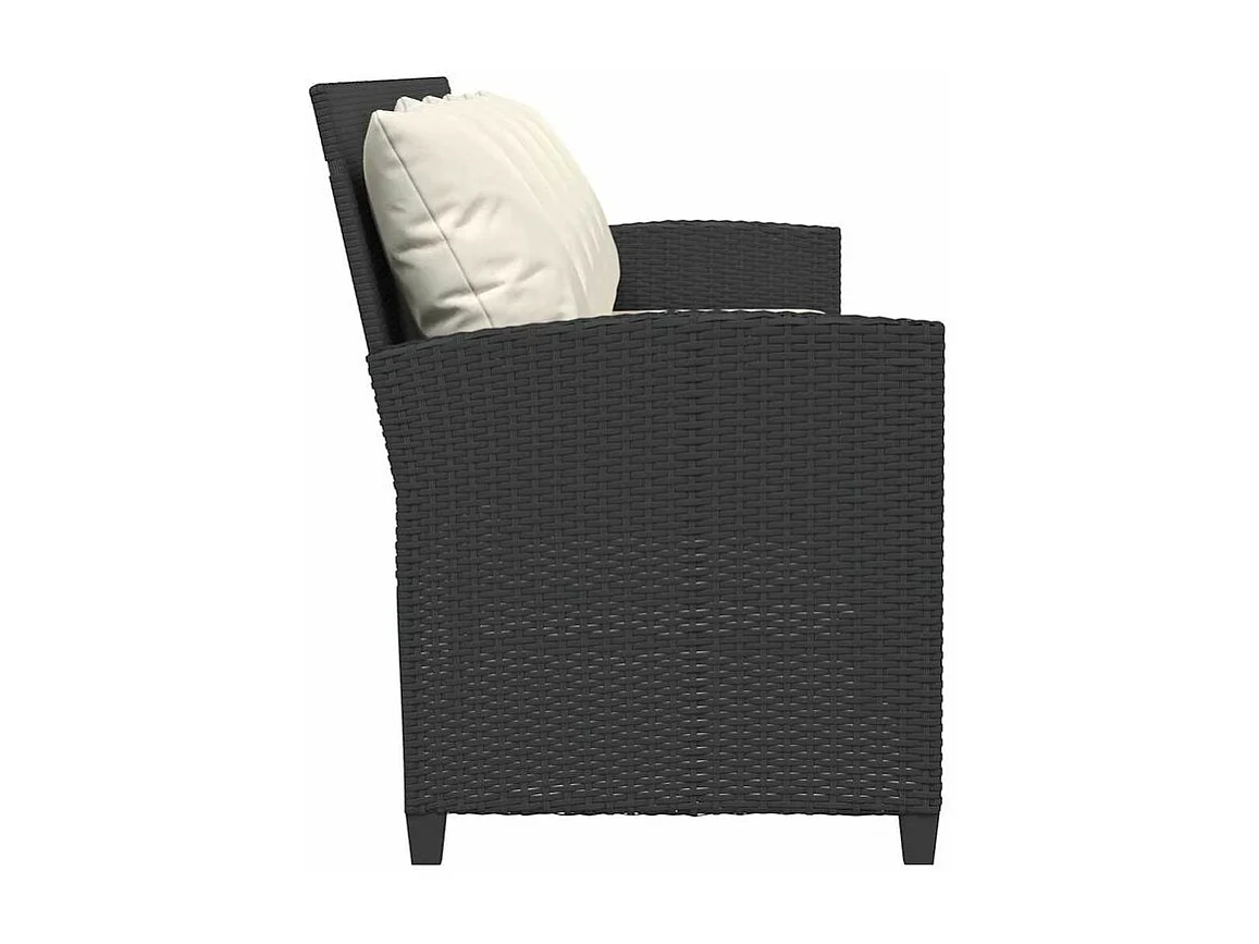 Canapé de jardin avec coussins 5 places noir résine tressée