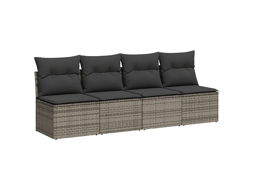 Salon de jardin avec coussins 10 pcs gris résine tressée