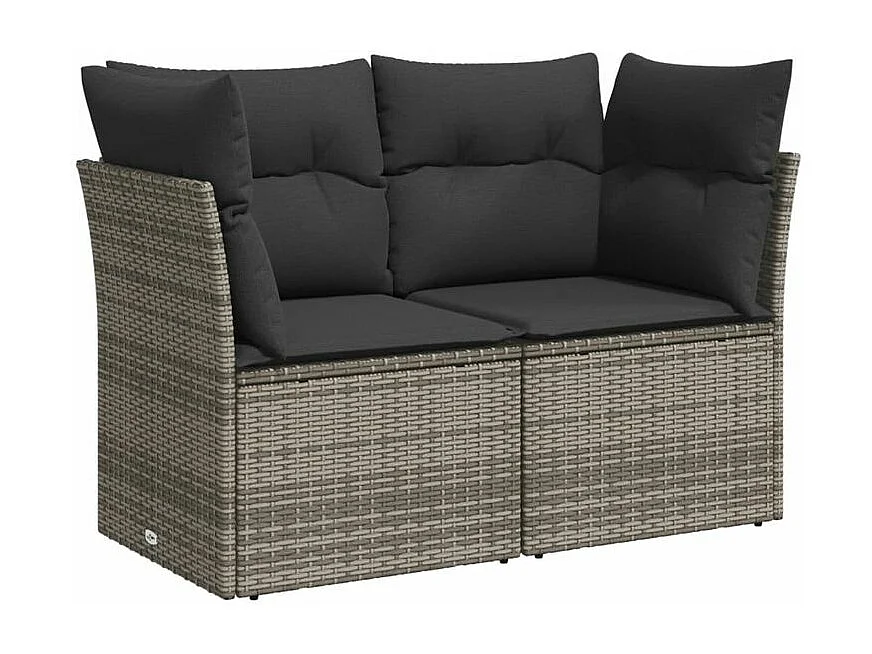 Salon de jardin avec coussins 10 pcs gris résine tressée