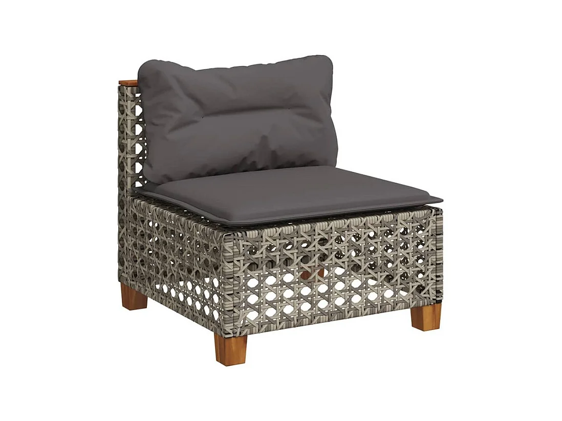 Salon de jardin avec coussins 10 pcs gris résine tressée