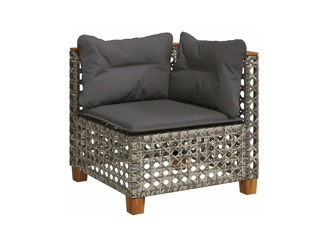 Salon de jardin avec coussins 10 pcs gris résine tressée