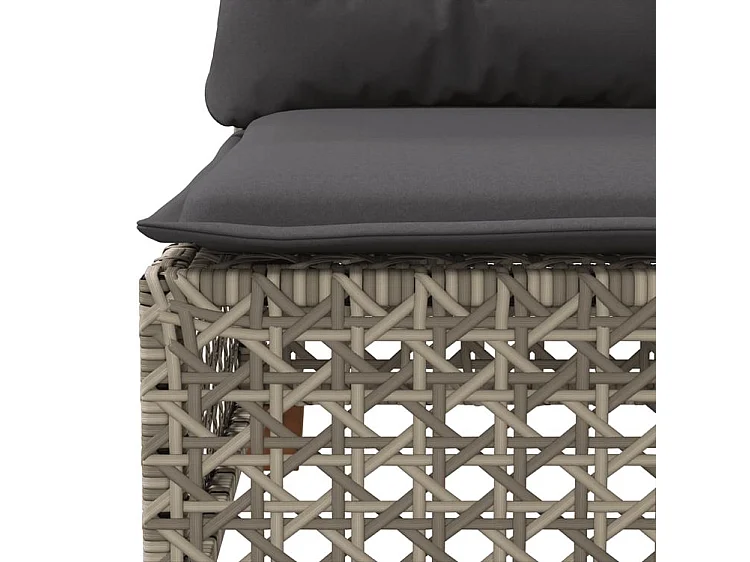 Salon de jardin avec coussins 10 pcs gris résine tressée