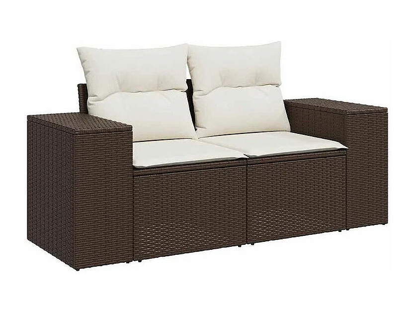 Salon de jardin avec coussins 5 pcs marron résine tressée