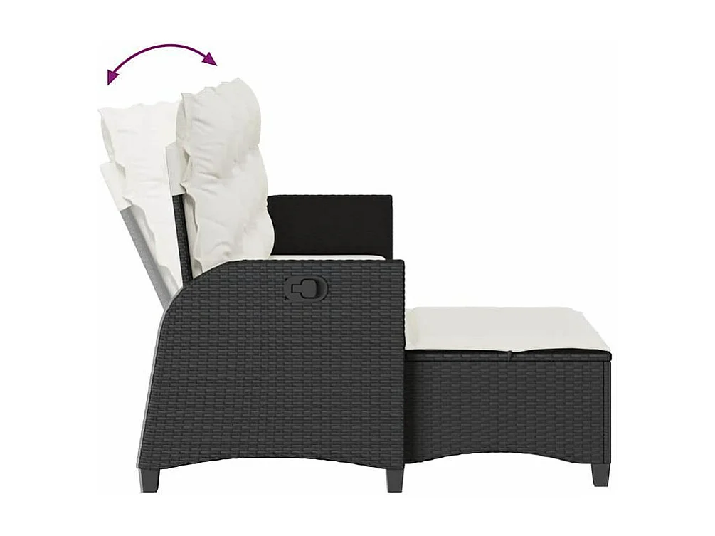 Salon de jardin 3 pcs avec coussins forme L noir résine tressée