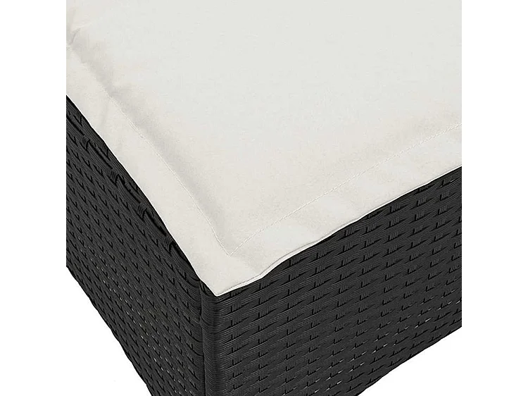 Salon de jardin 3 pcs avec coussins forme L noir résine tressée