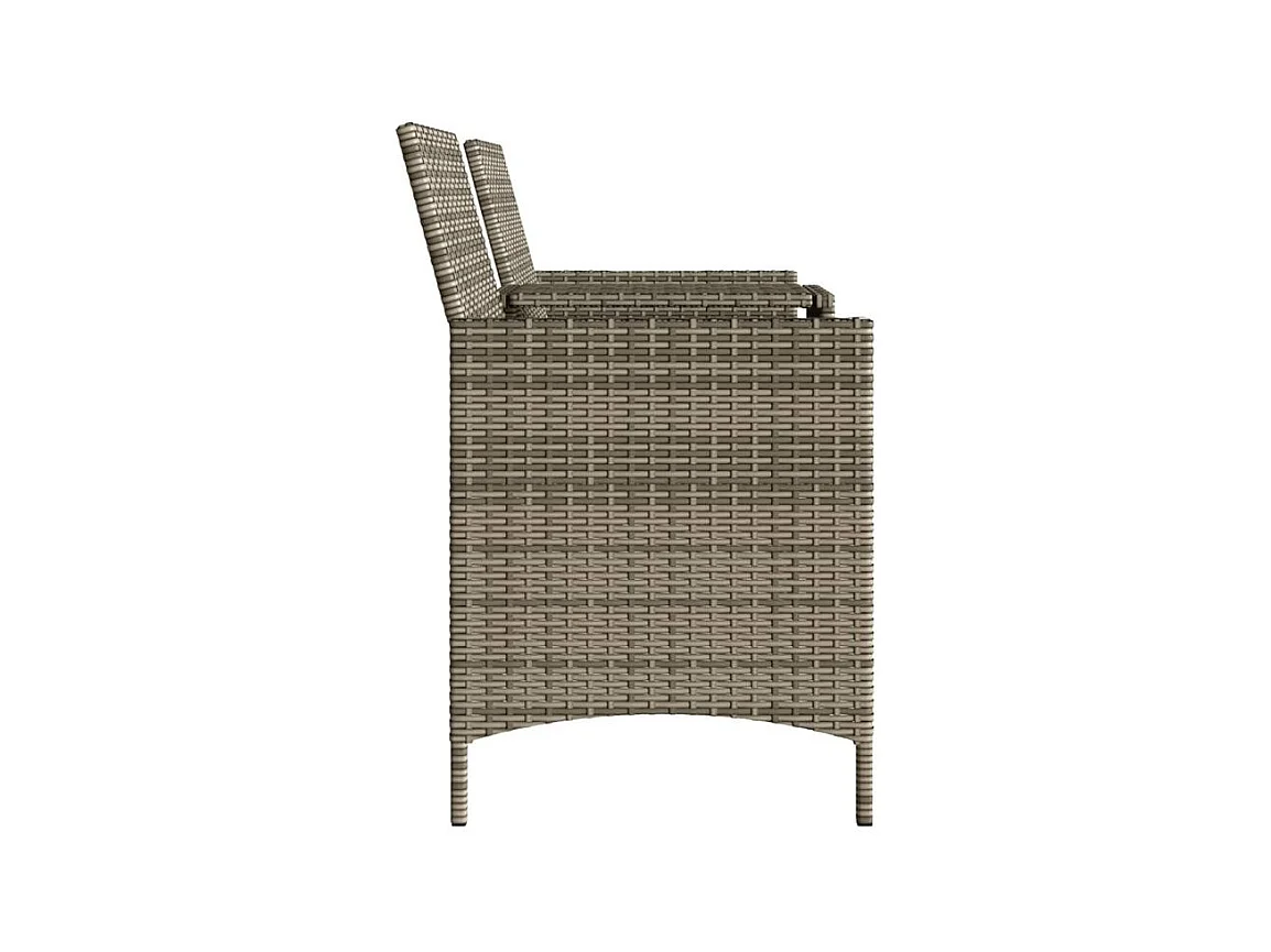 Canapé de jardin 2 places avec table et tabourets gris rotin