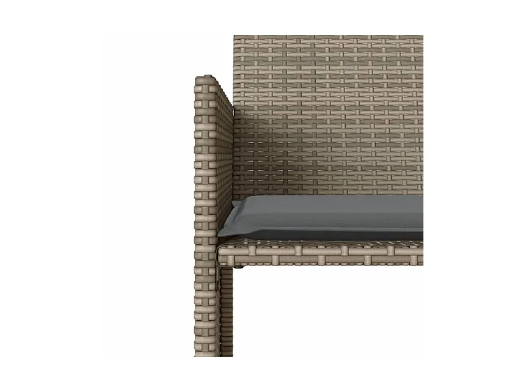 Canapé de jardin 2 places avec table et tabourets gris rotin