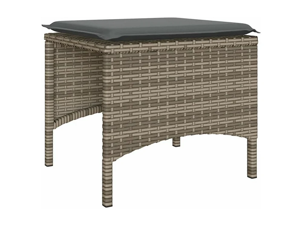 Canapé de jardin 2 places avec table et tabourets gris rotin