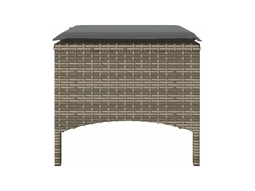 Canapé de jardin 2 places avec table et tabourets gris rotin