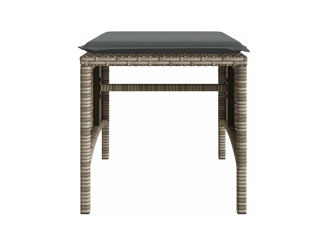 Canapé de jardin 2 places avec table et tabourets gris rotin