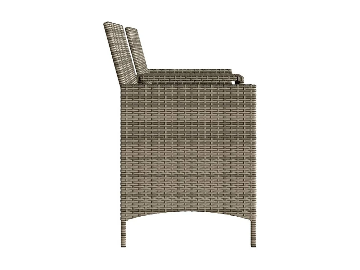 Canapé de jardin 2 places avec table et tabourets gris rotin